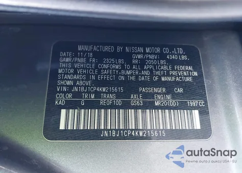 2019 Nissan Rogue Sport S from USA, damaged, VIN JN1BJ1CP4KW215615